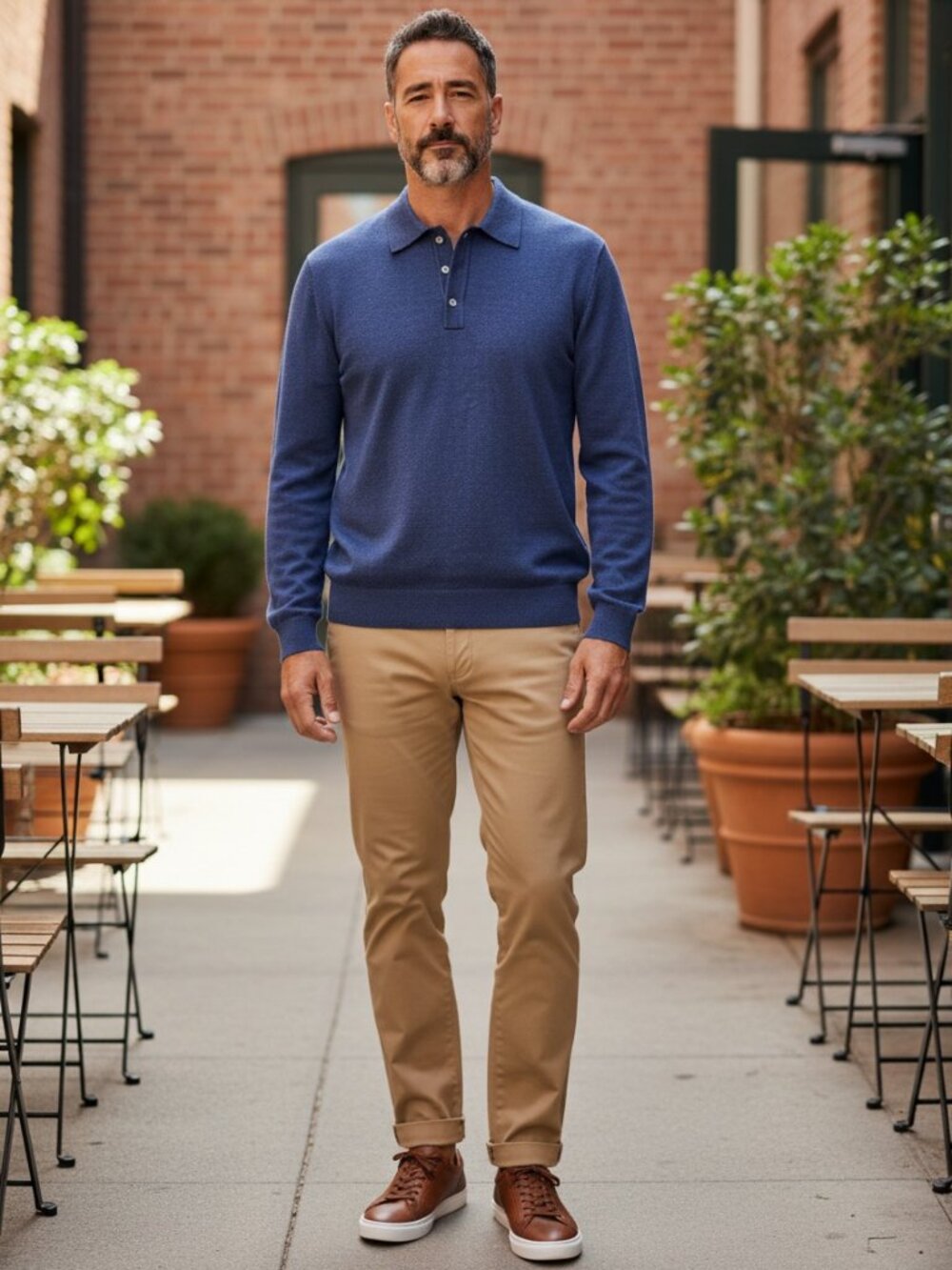 Jos A Bank Signature Mens Navy Merino Wool Long Sleeve Polo Sweater